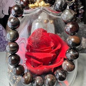 10MM Tiger Eye Flash Beaded Bracelet Natural Reiki Crystal Quartz 6.5”